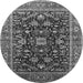 Round Machine Washable Oriental Gray Industrial Rug, wshurb2364gry