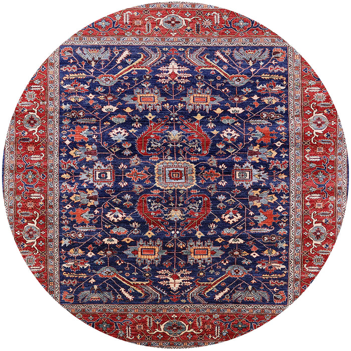 Round Mid-Century Modern Pink Oriental Rug, urb2364