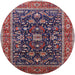 Round Mid-Century Modern Pink Oriental Rug, urb2364