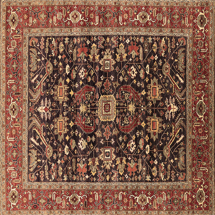 Square Oriental Brown Industrial Rug, urb2364brn