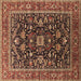 Square Oriental Brown Industrial Rug, urb2364brn