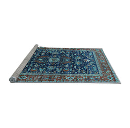 Sideview of Machine Washable Oriental Light Blue Industrial Rug, wshurb2364lblu