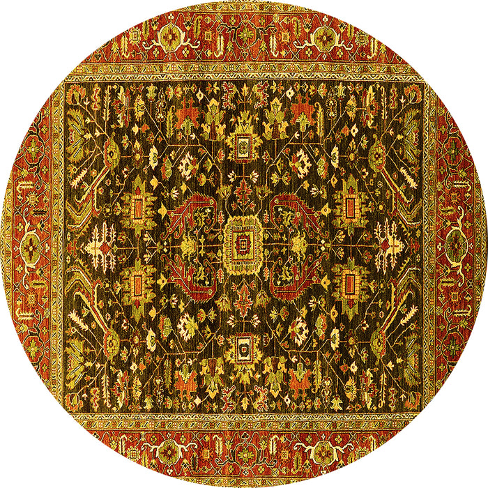 Round Oriental Yellow Industrial Rug, urb2364yw