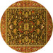 Round Oriental Yellow Industrial Rug, urb2364yw