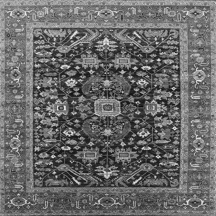 Square Machine Washable Oriental Gray Industrial Rug, wshurb2364gry