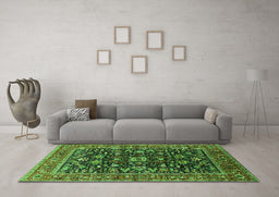Machine Washable Oriental Green Industrial Area Rugs in a Living Room,, wshurb2364grn