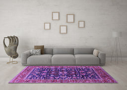 Machine Washable Oriental Purple Industrial Area Rugs in a Living Room, wshurb2364pur