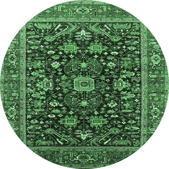 Round Oriental Emerald Green Industrial Rug, urb2364emgrn