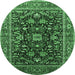 Round Oriental Emerald Green Industrial Rug, urb2364emgrn