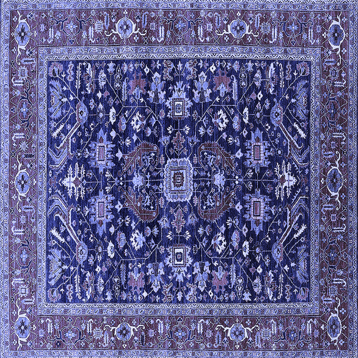 Square Machine Washable Oriental Blue Industrial Rug, wshurb2364blu