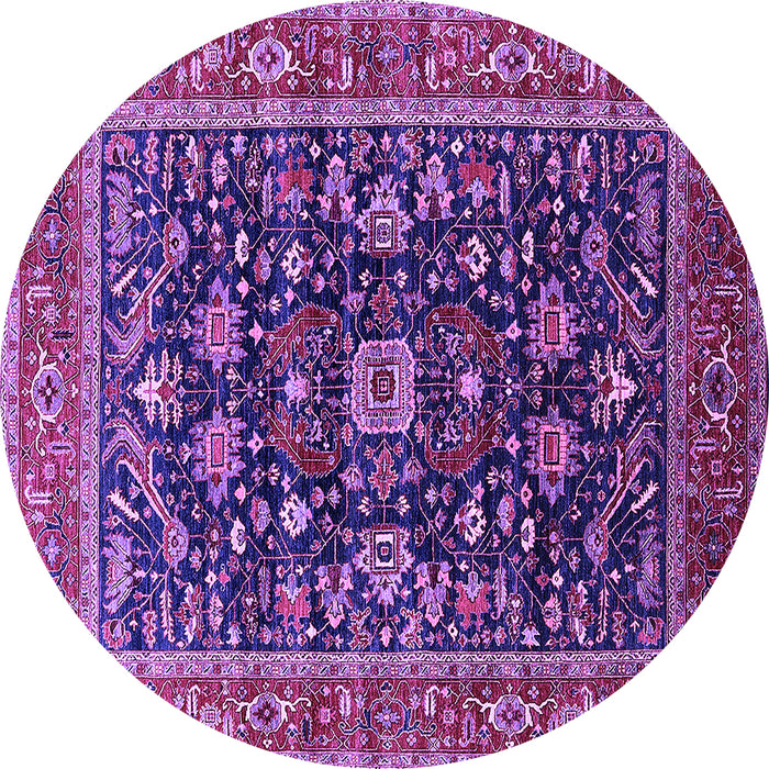 Round Machine Washable Oriental Purple Industrial Area Rugs, wshurb2364pur