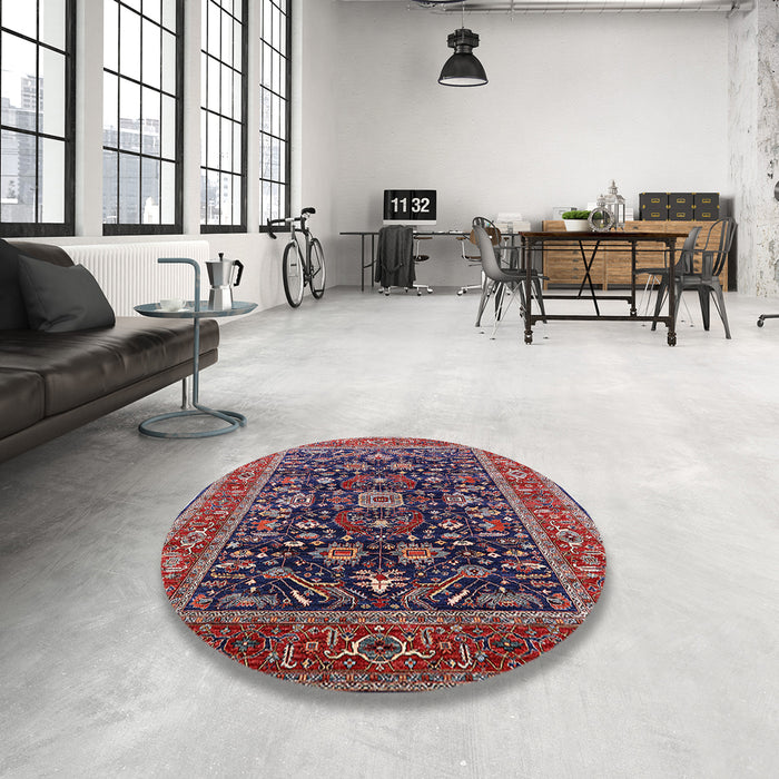 Round Machine Washable Industrial Modern Rosy Pink Rug in a Office, wshurb2364