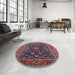 Round Machine Washable Industrial Modern Rosy Pink Rug in a Office, wshurb2364