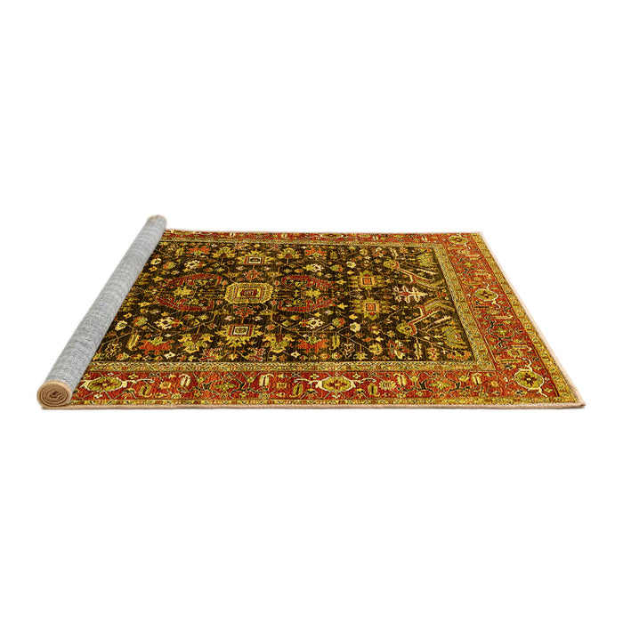 Sideview of Machine Washable Oriental Yellow Industrial Rug, wshurb2364yw