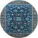 Round Oriental Light Blue Industrial Rug, urb2364lblu