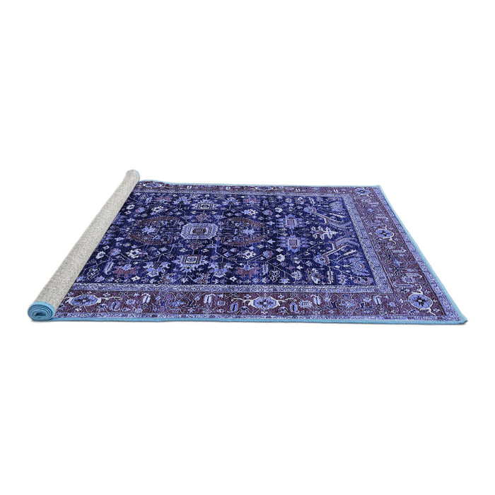Sideview of Machine Washable Oriental Blue Industrial Rug, wshurb2364blu