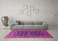 Machine Washable Oriental Pink Industrial Rug, wshurb2364pnk