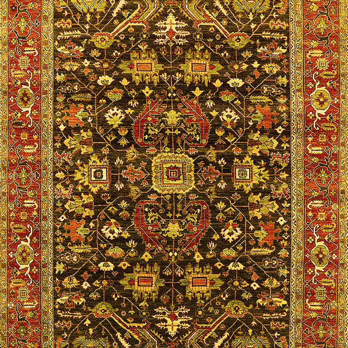 Machine Washable Oriental Yellow Industrial Rug, wshurb2364yw