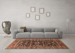 Machine Washable Oriental Brown Industrial Rug in a Living Room,, wshurb2364brn