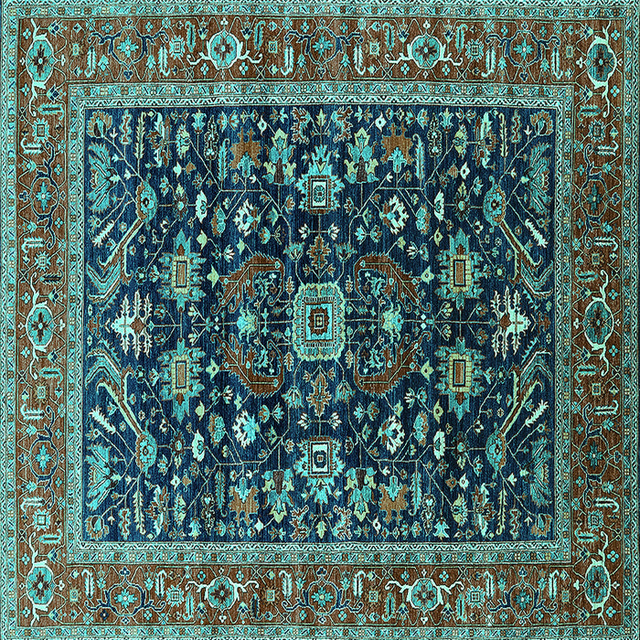 Square Oriental Turquoise Industrial Rug, urb2364turq