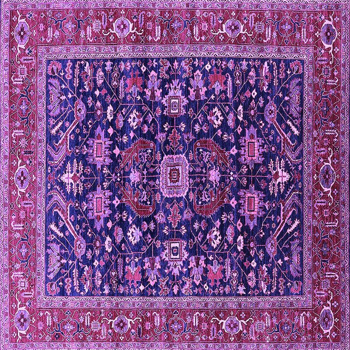 Square Machine Washable Oriental Purple Industrial Area Rugs, wshurb2364pur