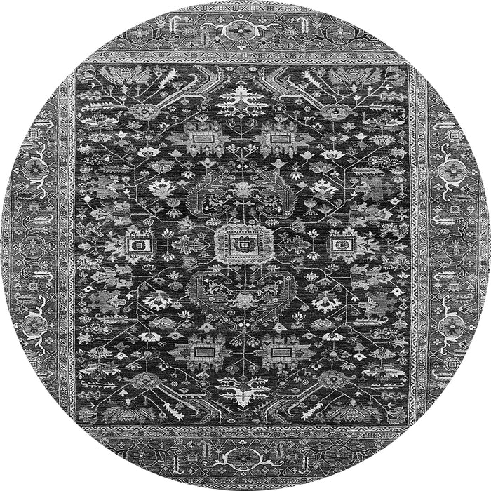 Round Oriental Gray Industrial Rug, urb2364gry