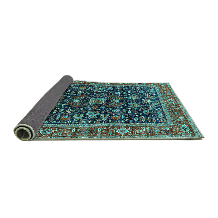 Sideview of Oriental Turquoise Industrial Rug, urb2364turq