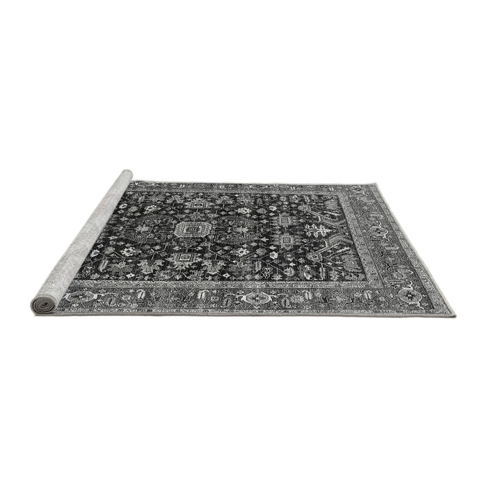 Sideview of Machine Washable Oriental Gray Industrial Rug, wshurb2364gry