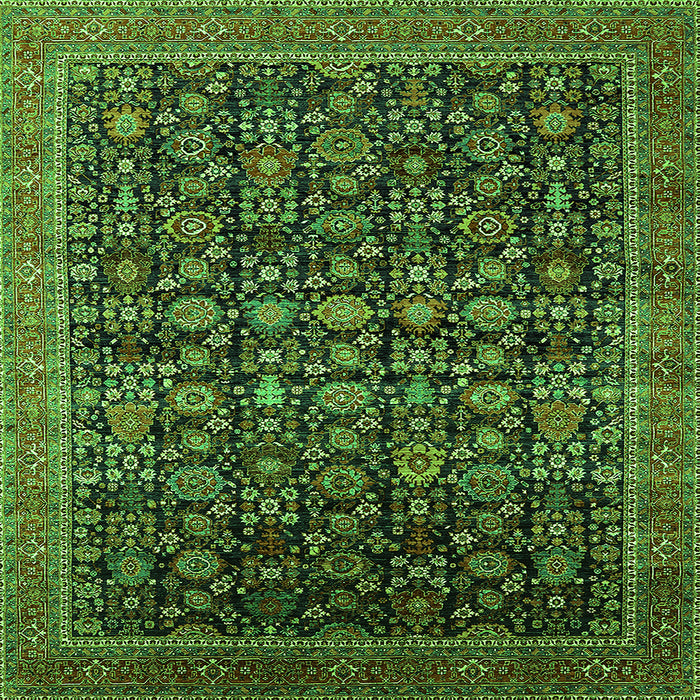 Square Oriental Green Traditional Rug, urb2365grn