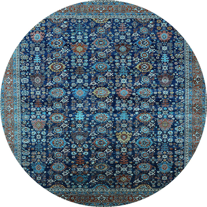 Round Oriental Light Blue Traditional Rug, urb2365lblu