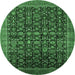 Round Oriental Emerald Green Traditional Rug, urb2365emgrn