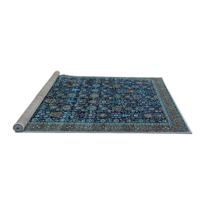 Sideview of Machine Washable Oriental Light Blue Traditional Rug, wshurb2365lblu