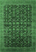 Machine Washable Oriental Emerald Green Traditional Area Rugs, wshurb2365emgrn