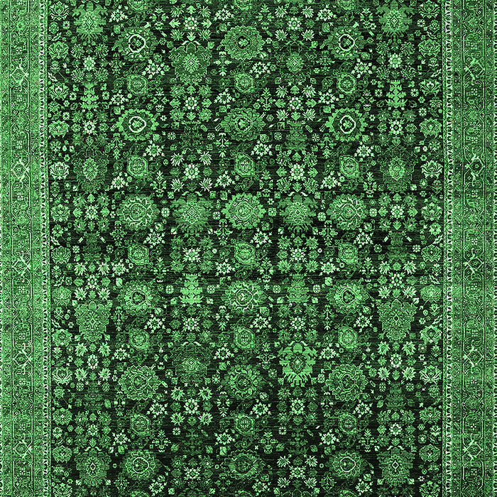 Machine Washable Oriental Emerald Green Traditional Area Rugs, wshurb2365emgrn
