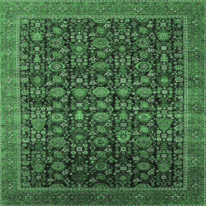 Square Oriental Emerald Green Traditional Rug, urb2365emgrn