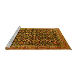 Sideview of Machine Washable Oriental Yellow Traditional Rug, wshurb2365yw