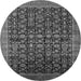 Round Machine Washable Oriental Gray Traditional Rug, wshurb2365gry