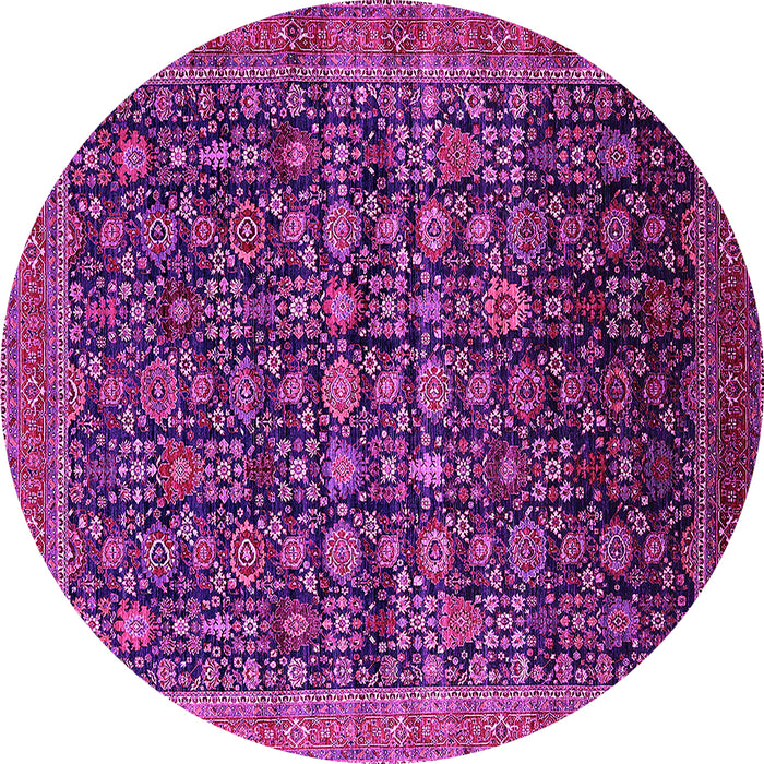 Round Machine Washable Oriental Pink Traditional Rug, wshurb2365pnk