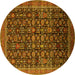 Round Machine Washable Oriental Yellow Traditional Rug, wshurb2365yw