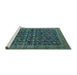 Sideview of Machine Washable Oriental Turquoise Traditional Area Rugs, wshurb2365turq