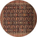 Round Machine Washable Oriental Brown Traditional Rug, wshurb2365brn