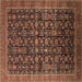 Square Machine Washable Oriental Brown Traditional Rug, wshurb2365brn