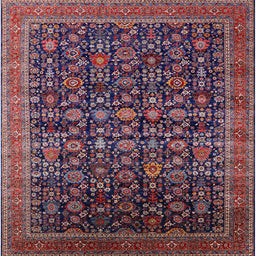Square Mid-Century Modern Plum Purple Oriental Rug, urb2365