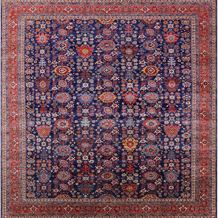 Square Mid-Century Modern Plum Purple Oriental Rug, urb2365