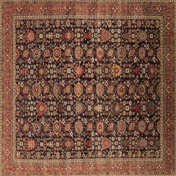 Square Oriental Brown Traditional Rug, urb2365brn