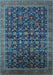 Machine Washable Oriental Light Blue Traditional Rug, wshurb2365lblu