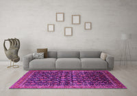 Machine Washable Oriental Pink Traditional Rug, wshurb2365pnk