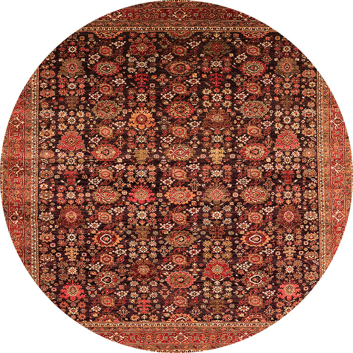 Round Oriental Orange Traditional Rug, urb2365org