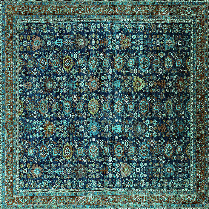 Square Oriental Turquoise Traditional Rug, urb2365turq