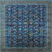 Square Machine Washable Oriental Light Blue Traditional Rug, wshurb2365lblu